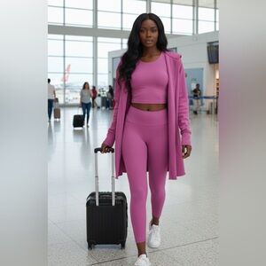 Pink Women's Yoga Set w/ cardigan